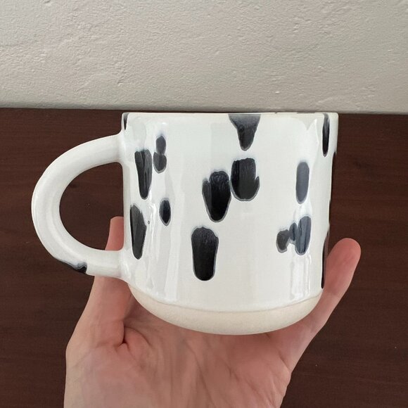 STUDIO ARHOJ Denmark Chug Mug Spot Black White Polka Dot Drips Copenhagen Design - Picture 2 of 15